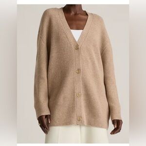 Quince Oversized 100% Mongolian Cashmere Boyfriend Cardigan size XL Oatmeal